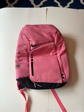 Nike Elite Gym Backpack Pink Black Polyester Adjustable Strap Zip Closure